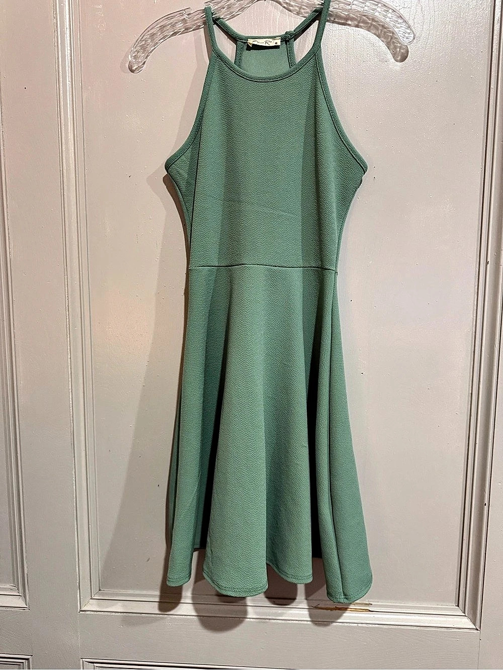 Olivia Rae Halter Skater Dress Mini Dress in Green XS